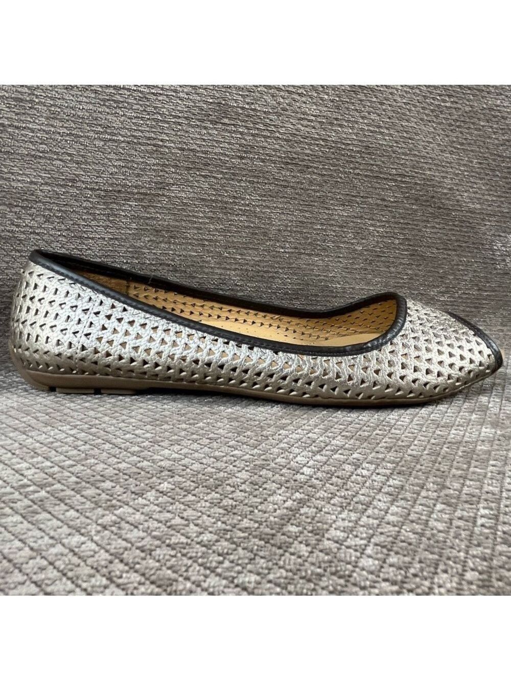 LL BEAN Gold Brown Ballet Flats Open Toe Flat Size 10 LIKE NEW - Picture 9 of 15